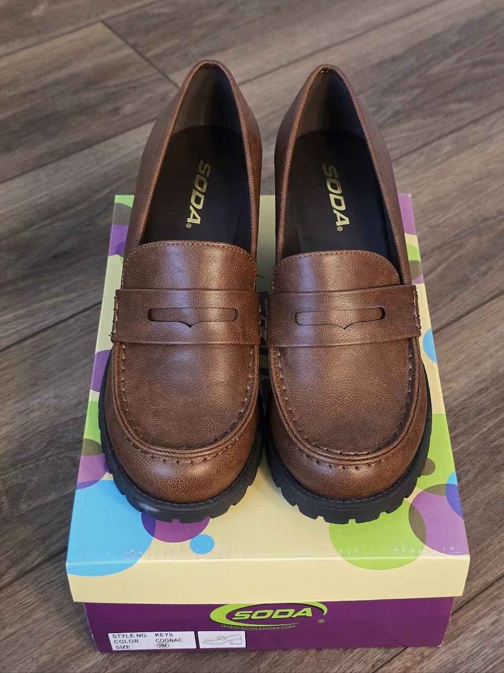 Soda Brown Heeled Penny Loafers